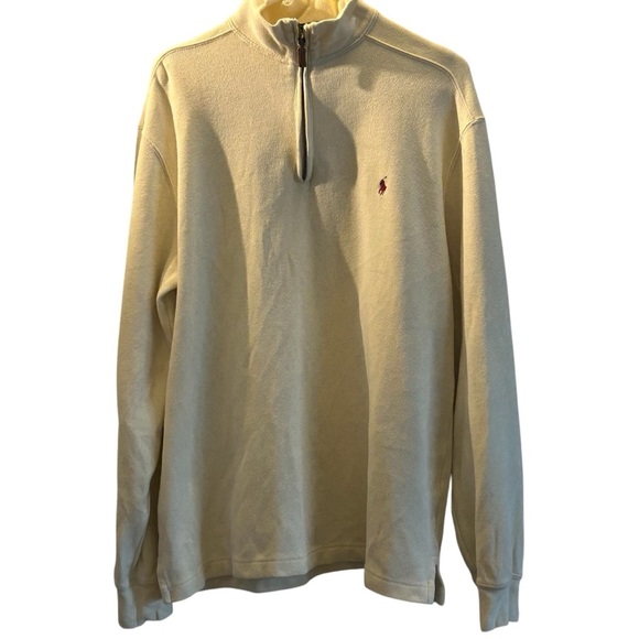 Polo Ralph Lauren Cream Quarter-zip Sweatshirt Luxury Preppy Men’s Warm - Picture 1 of 5